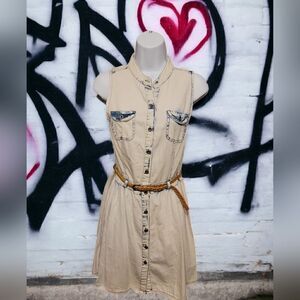 Rue21 Acid Washed Button Up Belted Dress Size S New with tags